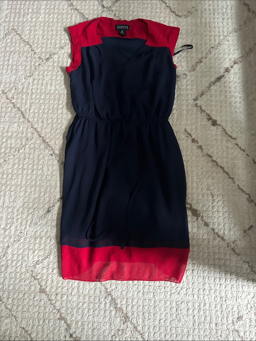 Enfocus Studio Navy Dress with Red Contrast Trim